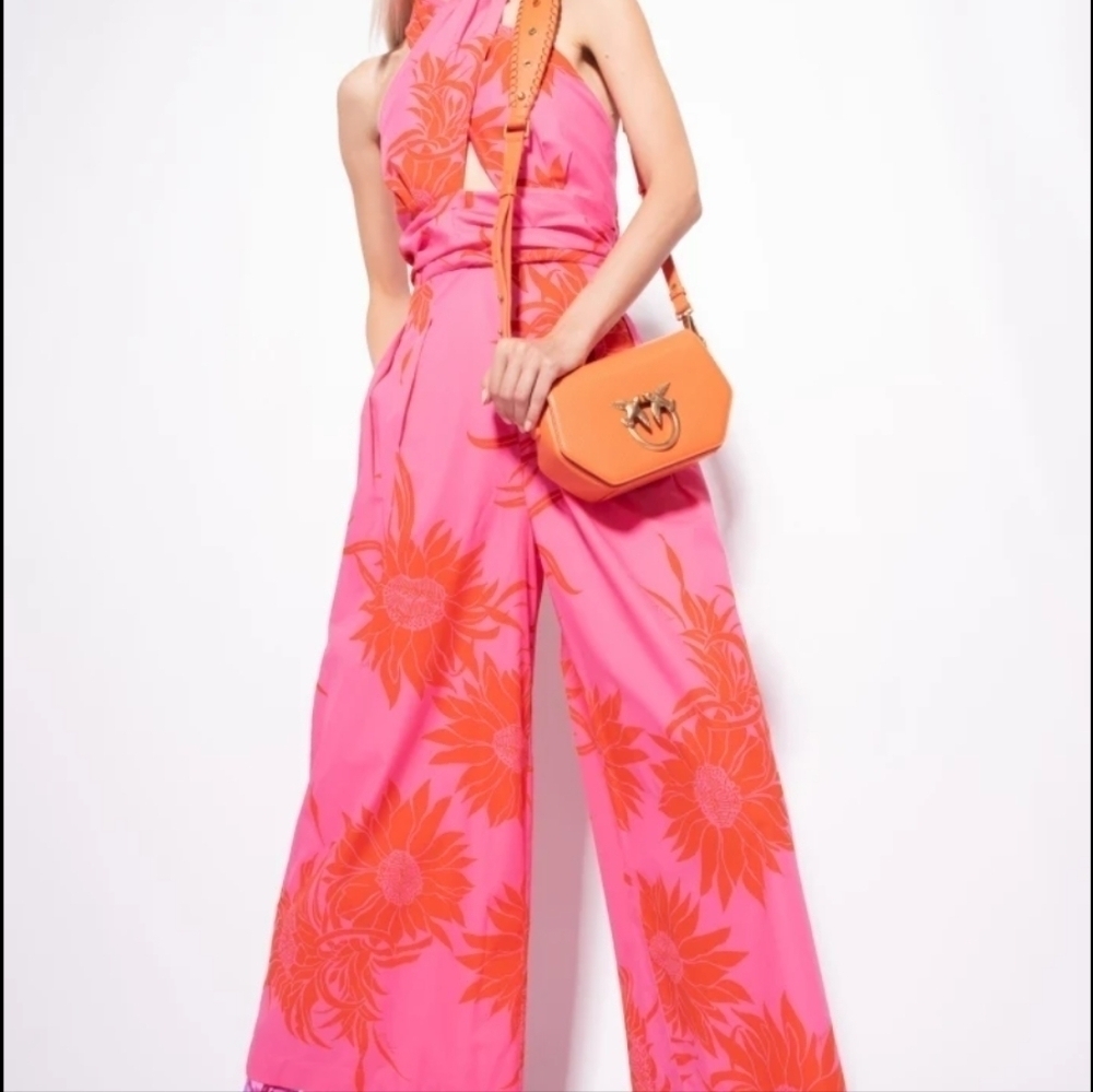 Pinko jumpsuit floral vibrant pink red colors multiple ways Wear Houte Couture